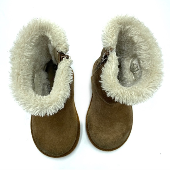 Stride Rite Girls Tan Suede Leather Lined Boots - Picture 3 of 6